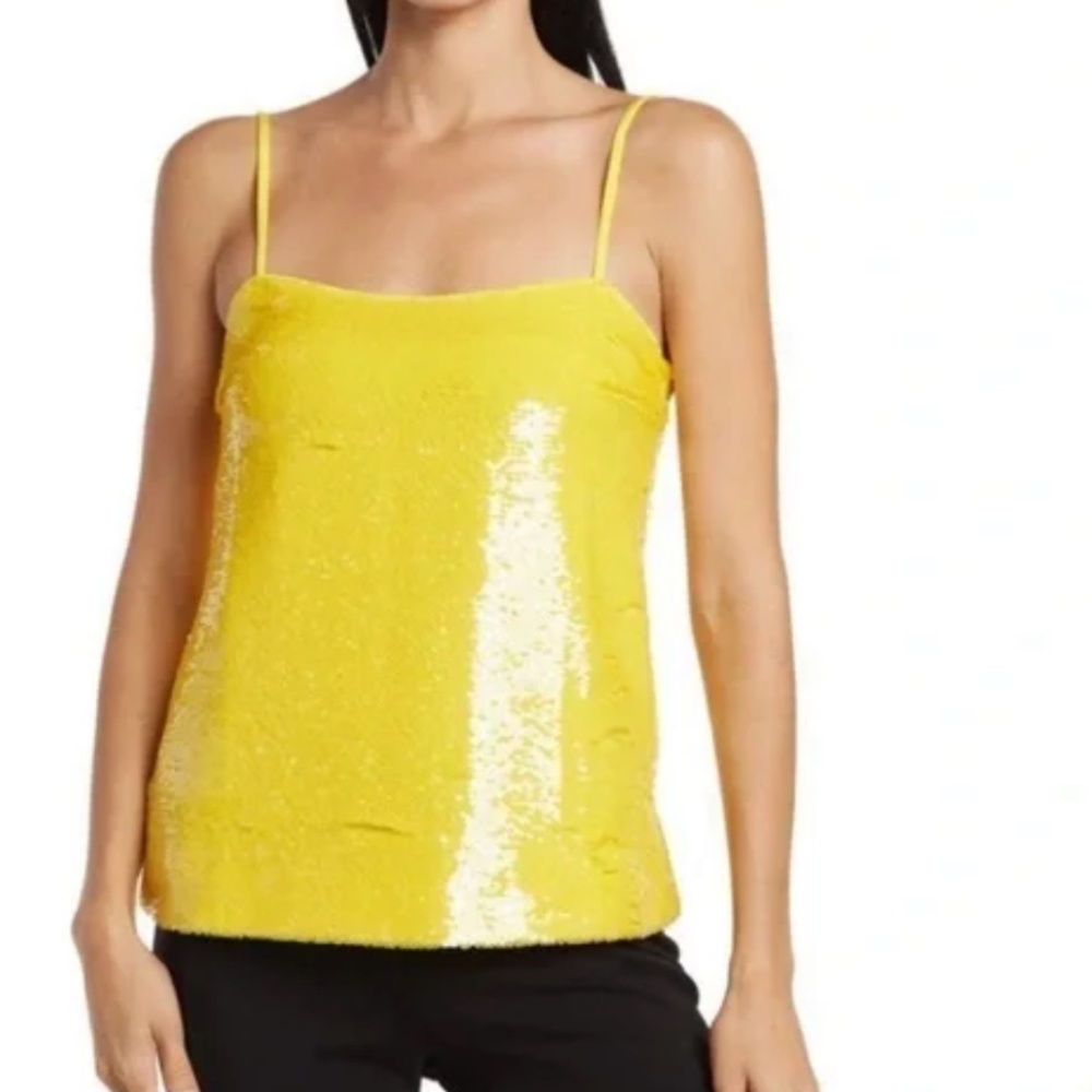 NWT Susana Monaco Yellow Sequin Tank Top
